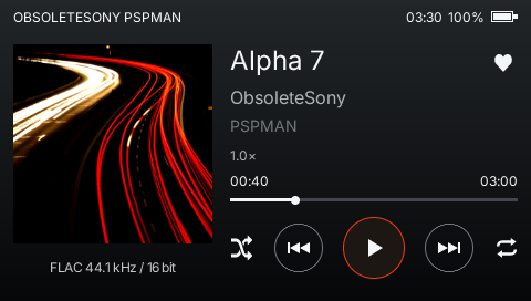 PSPMAN Now Playing with album artwork and playback controls
