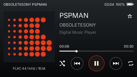PSPMAN Now Playing with album artwork and playback controls