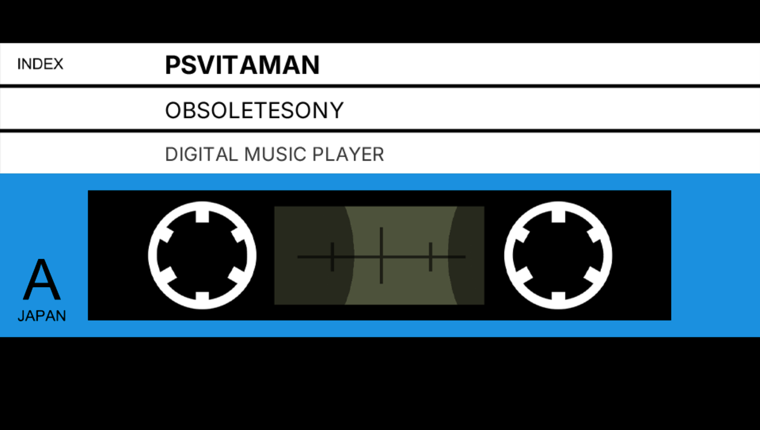 Blue PSVITAMAN cassette design with two reels